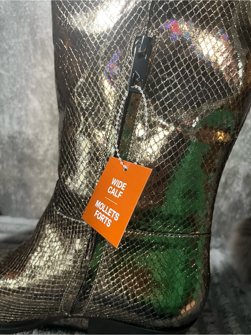 Franco Sarto Tall women's boots western feel metallic snake skin LEATHER - Picture 4 of 7
